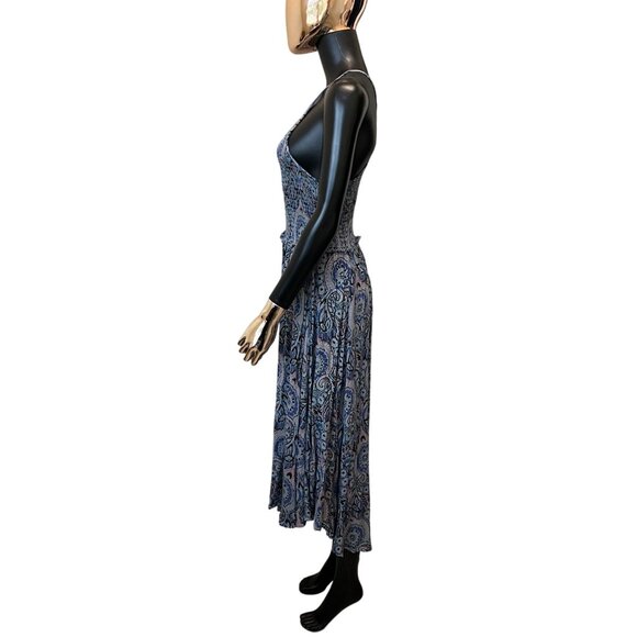 Free People Seasons In The Sun Printed Midi Dress Blue Boho Size M - Picture 8 of 12